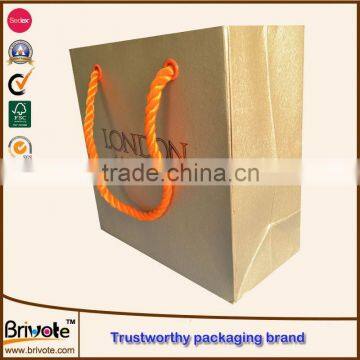 Gold Hot Stamping Foil Kraft Paper Shopping Bag With Cotton Handle/paper Shopping Bags for Packing Garments/paper Gift Bag photo-3