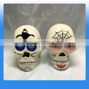 Ceramic Salt and Pepper Shaker, 1.77 Inch, Dia De Los Muertos