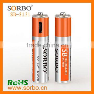 Micro USB Rechargeable AAA Battery Li-Polymer Battery