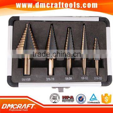 5PCS HSS Cobalt Multiple Hole 50 Sizes Step Drill Bit Set Tools w/ Aluminum Case