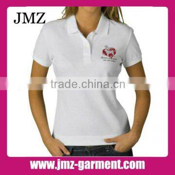 Polyester cotton womens polo shirt collar design