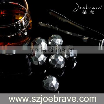 diamond shape reusable stainless steel ice cube with logo, customized whisky stone