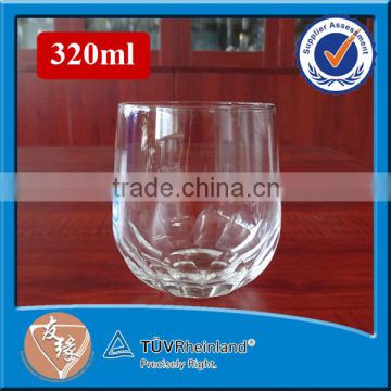 High quality round clear glass whisktey engraved glass tumbler 320ml