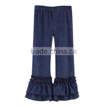 Wholesale 2016 triple ruffle denim jean pants wholesale baby clothes