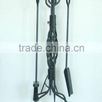 Latest Design Wrought Iron Fireplace tool set with Center Weave