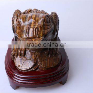 Beautiful High Quality Natural tiger eye money toad carvings wholesale