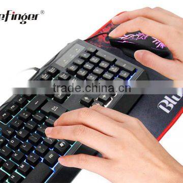 New Rainbow LED Backlit Wired Gaming Keyboard Seven Automatic Color Backlit Mouse Combo Set photo-6