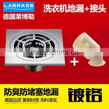 LABRAZE LE8402C washing machine chrome plating brass floor drains with connector