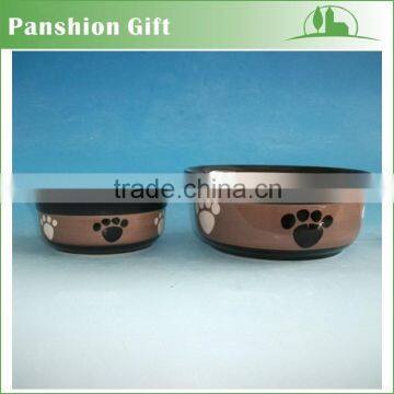 New ceramic dog bowl with paw decal