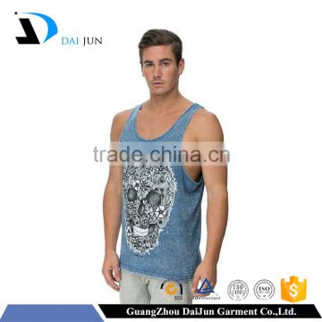 Daijun OEM wholesale loose fashion denim printing men gym tank tops