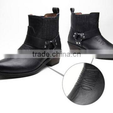 Cowhide Leather Fashion Men and Women Western Ankle Boots Botas Factory photo-2