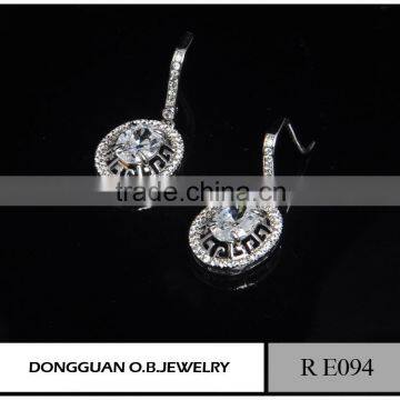 Crystal 925 Sterling Silver Zircon Earring Jewelry With Rhinestone