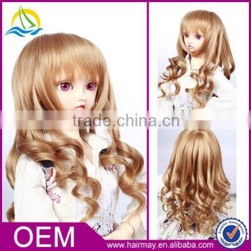 Heat resistant fiber blonde synthetic doll wigs wholesale