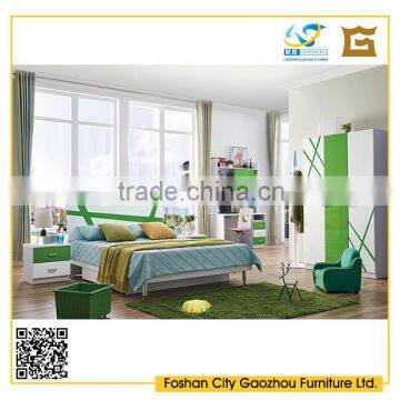 wooden kids bedroom furniture sets in fresh young style green and white color