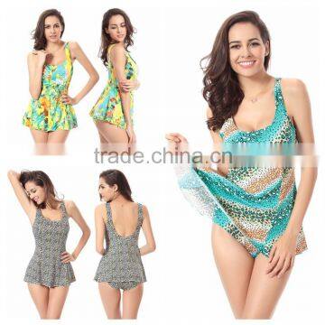 L-3L, 2016 new swimsuit floral skirt type girl fat thin poly chest hot spring swimming suit