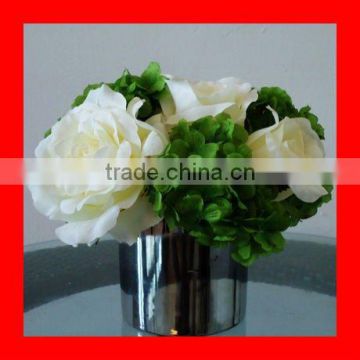 Artificial potted flower - rose and hydrangea arrangement