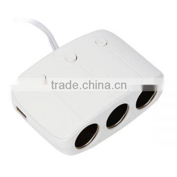 Universal 3 socket car lighter plug adapter customized logo