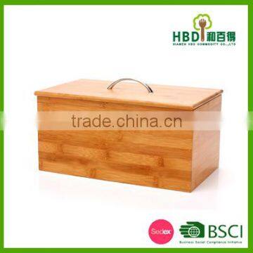 2016 Most popular design bamboo bread bin/wood bread box with lid