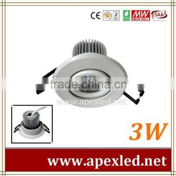 3W LED Ceiling Light angle adjustable 85~265VAC embedded