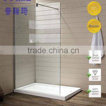 For Resell Glass Shower Enclosure By Acrylic Base Plate Tempered Glass Clear Panel Stainless Steel Wall Connector Combination