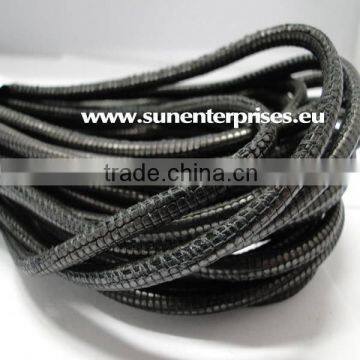 Nappa Leather Cords - snake style - Gunmetal - 2.5mm