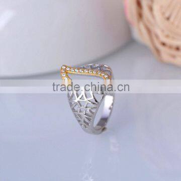 Pure Silver Hollow Out Life of Tree Branches Net Leaf Ring With Gold Plated photo-4