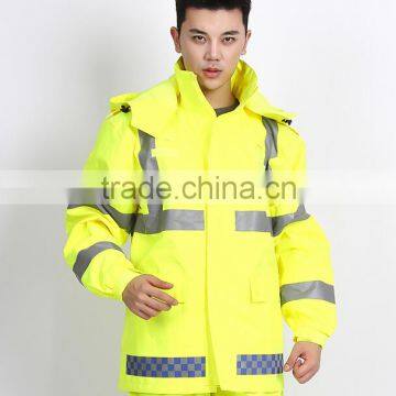 High quality foldable raincoat reflective polyester raincoat for police