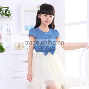 Girl jeans skirt, hot sale dress for girls with bowknot