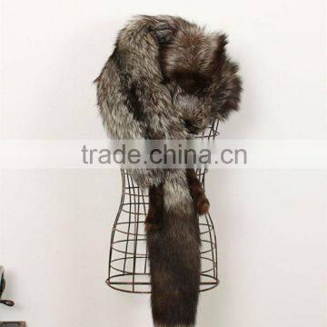 new style fashion real silver fox fur long scarf 1323