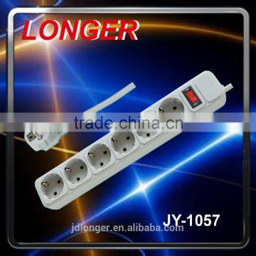 Hot sale high quality Germany 6 way switch gray extension socket power strip 16A 220V child protector