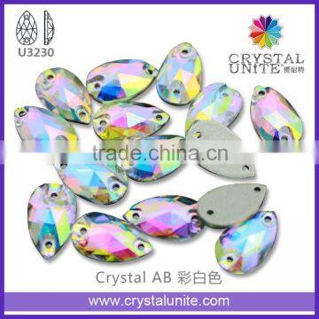 Pear Shape Sew on Rhinestones for Wedding Dress Crystal AB U3230