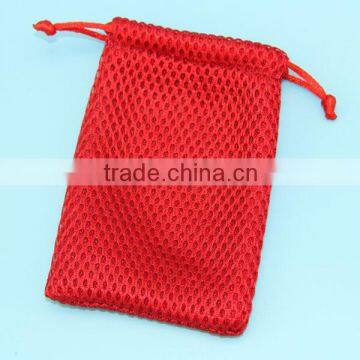 Wholesale Red Leno Raschel Washing Poly Net Drawstring Mesh Soap Bag