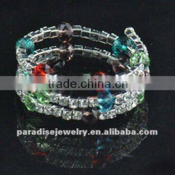 3 rows emerald Crystal Coil Bracelet