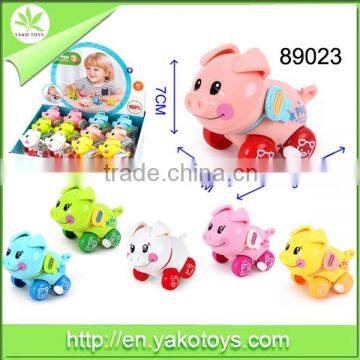 Cheap small plastic wind up toy pig for children