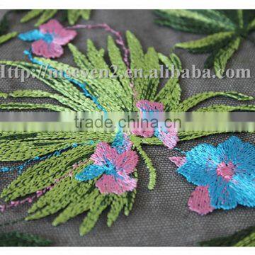 Top Fashionable Colorful Leaves Embroidered Lace Fabric Dresses Fabrics photo-3