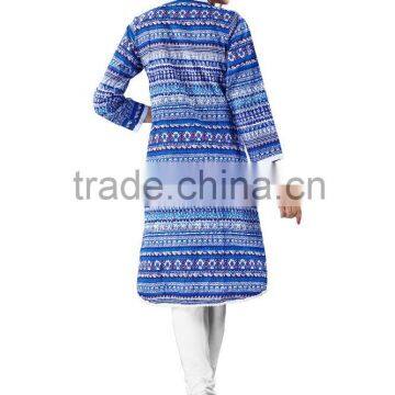 Casual Printed Cotton Kurti Wholesale photo-3