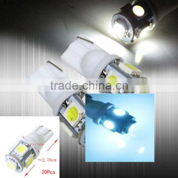 Packed 20pcs DC 12V White T10 Wedge 5-SMD 5050 LED Car Light bulbs 192 168 194 2925 W5W