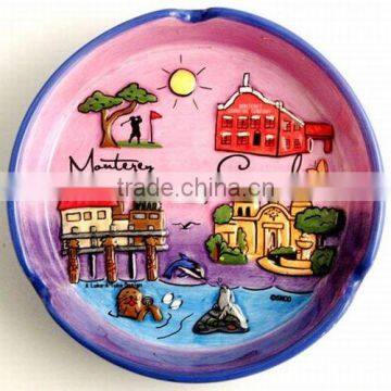 Monterey Carmel Hand Painted Puff Pink Ashtray photo-2