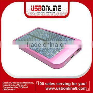 Portable Mobile Solar charger for Mobile phone 2600 mAh Blue Silver Pink