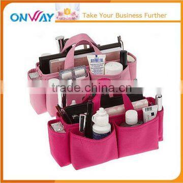 Fashion ladies handle cosmetics makeup bag organizer