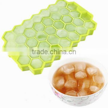 CY175 Honeycomb pattern ice cube tray 37 hexagon pieces of ice soft silicone colorful ice cube tray