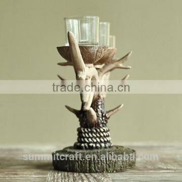 Home Goods Antiques Resin Deer Antler Old Fashioned Candle Holder photo-3