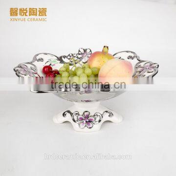 Hotel used ceramic chocolate candy fruit plate golden,whole porcelain dish