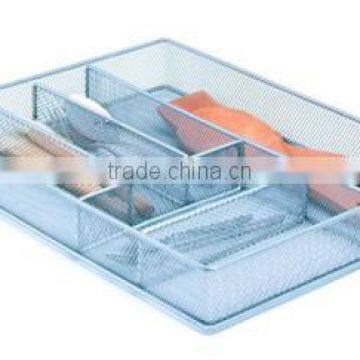 Silver Household 6 Compartments Metal Mesh Kitchen Cutlery Tray photo-2
