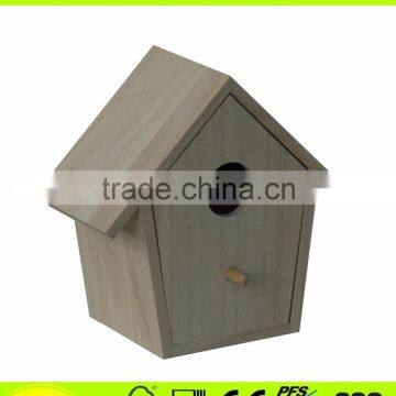 FSC Unfinished House Shape Drawer Wood Bird House photo-2
