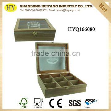 Wholesale unfinished wooden tea box with dividers