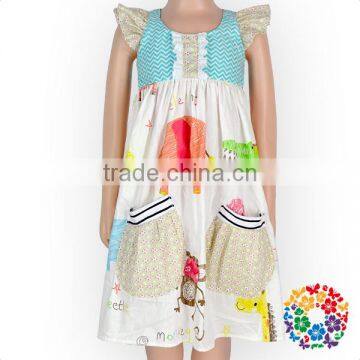 Summer Flutter Sleeve 0-6 Years Girls Frocks Designs Latest Kids Dresses