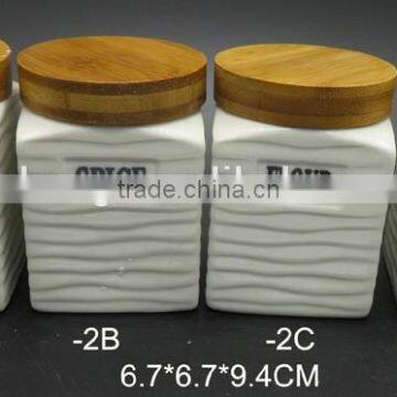 Coffee Tea Sugar Ceramic Storage Jar With Bamboo Lid photo-6