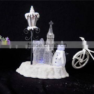 acrylic led light house with snowman and lamp for Christmas house