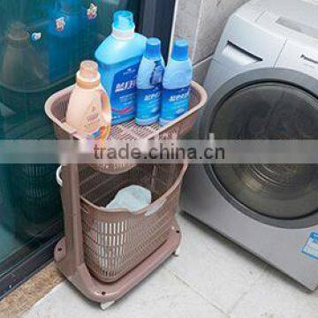 Plastic 1 or 3 Layers Laundry Basket/shelves With Wheels photo-3